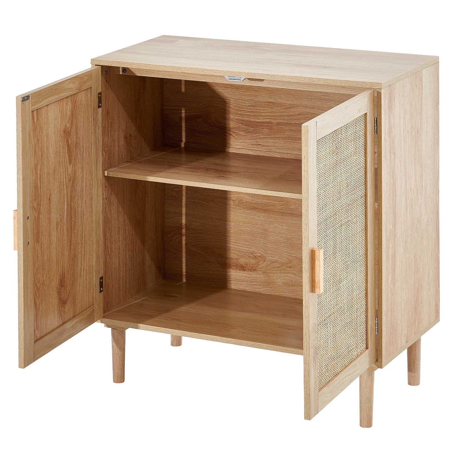 Rattan Storage Cabinet With Magnetic Doors And Adjustable Shelves_voghion.com